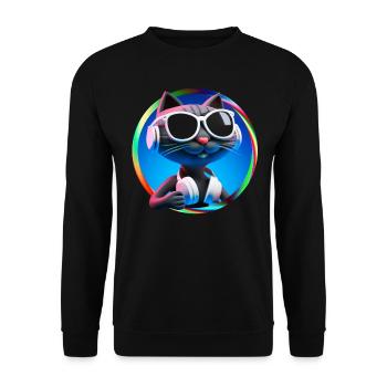 Cat Glasses Turntable DJ Disco Club Headphones - Unisex Sweatshirt - black - Front - Alina (178cm) & Michal (187cm)