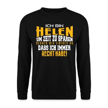 Ich bin Helen, Helen-Sachen !! - Unisex Pullover - Schwarz - Vorne - Alina (178cm) & Michal (187cm)