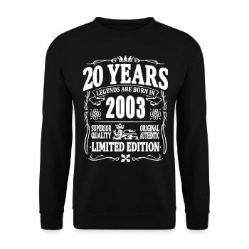 20 years old - born in 2003 - limited edition - Unisex Sweatshirt - black - Front - Alina (178cm) & Michal (187cm)