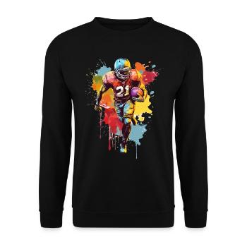 American Football Spieler USA Sport Bunt Splash - Unisex Pullover - Schwarz - Vorne - Alina (178cm) & Michal (187cm)