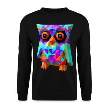 Hibou polygonal - Sweat-shirt Unisexe - noir - Devant - Alina (178cm) & Michal (187cm)