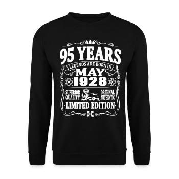 95 years old - Born in May 1928 - Unisex Sweatshirt - black - Front - Alina (178cm) & Michal (187cm)