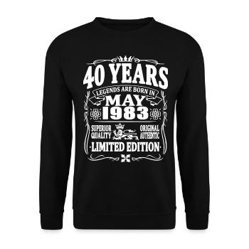 40 years old - Born in May 1983 - Unisex Sweatshirt - black - Front - Alina (178cm) & Michal (187cm)