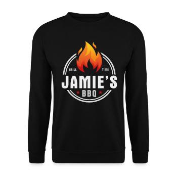 Jamies BBQ - Unisex Sweatshirt - black - Front - Alina (178cm) & Michal (187cm)