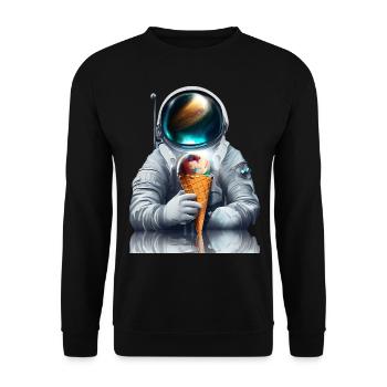 Waffle Ice Cream Astronaut - Unisex Sweatshirt - black - Front - Alina (178cm) & Michal (187cm)