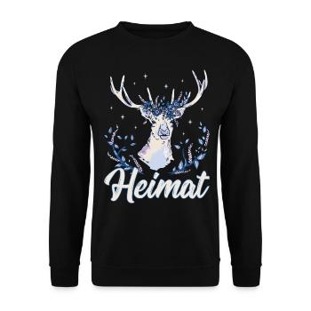 Heimat Hirschgeweih - Unisex Pullover - Schwarz - Vorne - Alina (178cm) & Michal (187cm)