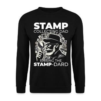 Collectionneur de timbres-poste vintage papa philatéliste - Sweat-shirt Unisexe - noir - Devant - Alina (178cm) & Michal (187cm)