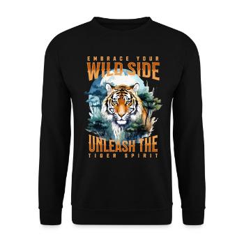 Tigre, Tête De Tigre, Gros Chat, Prédateur, Fort, Puissance - Sweat-shirt Unisexe - noir - Devant - Alina (178cm) & Michal (187cm)