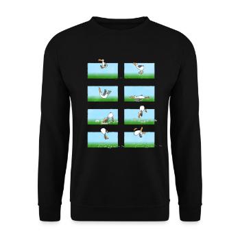 Landender Cartoon Albatros - Unisex Pullover - Schwarz - Vorne - Alina (178cm) & Michal (187cm)