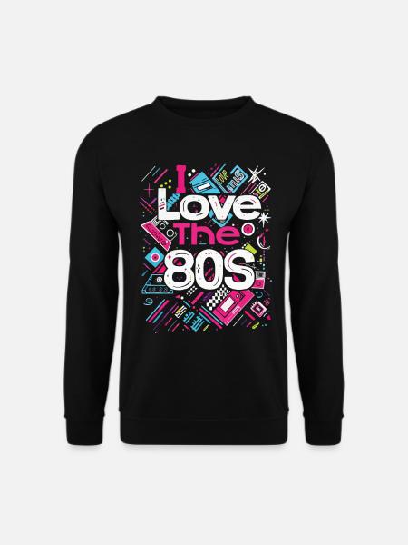80s 80er Jahre Musik Bunt Party Karneval Kostüm - Unisex Pullover - Schwarz