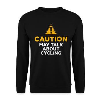 Vorsicht kann über das Radfahren sprechen - Unisex Pullover - Schwarz - Vorne - Alina (178cm) & Michal (187cm)