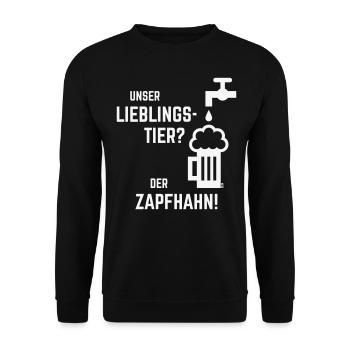 Unser Lieblingstier? Der Zapfhahn! (Bier / White) - Unisex Pullover - Schwarz - Vorne - Alina (178cm) & Michal (187cm)