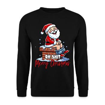 oh shit merry christmas i hate christmas ugly - Unisex Sweatshirt - black - Front - Alina (178cm) & Michal (187cm)
