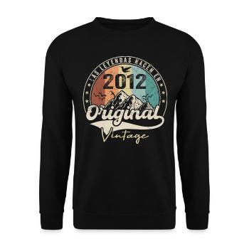 Rétro 2012 Cadeau Anniversaire 2012 Vintage 2012 - Sweat-shirt Unisexe - noir - Devant - Alina (178cm) & Michal (187cm)