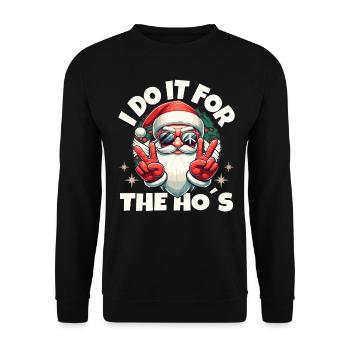 I DO IT FOR THE HO`S cooler Weihnachtsmann - Unisex Pullover - Schwarz - Vorne - Alina (178cm) & Michal (187cm)