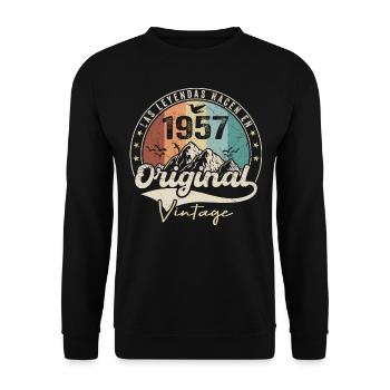 Retro 1957 Geburtstagsgeschenk 1957 Jahrgang 1957 - Unisex Pullover - Schwarz - Vorne - Alina (178cm) & Michal (187cm)