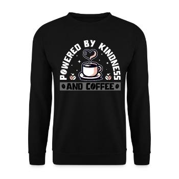 POWERED BY KINDNESS AND COFFEE - Unisex Sweatshirt - black - Front - Alina (178cm) & Michal (187cm)
