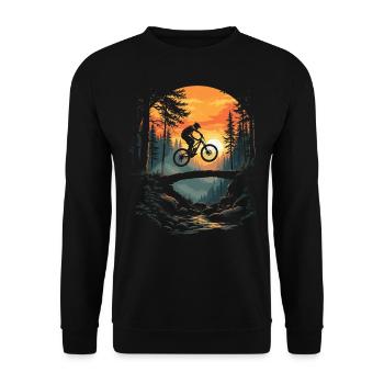Trail mountain bikers in the forest - Unisex Sweatshirt - black - Front - Alina (178cm) & Michal (187cm)
