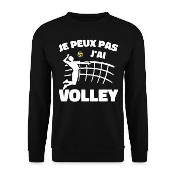Ich kann nicht Volleyball spielen - Unisex Pullover - Schwarz - Vorne - Alina (178cm) & Michal (187cm)