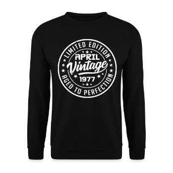 Original since April 1977 Apr Birthday Gift - Unisex Sweatshirt - black - Front - Alina (178cm) & Michal (187cm)
