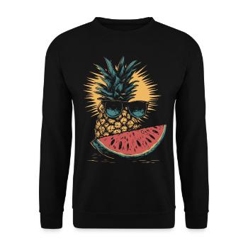 Pineapple and watermelon - Unisex Sweatshirt - black - Front - Alina (178cm) & Michal (187cm)
