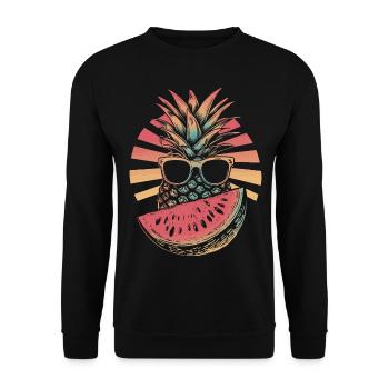 Pineapple and watermelon - Unisex Sweatshirt - black - Front - Alina (178cm) & Michal (187cm)