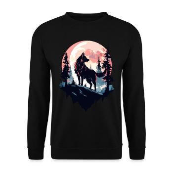 Wolf Moon Night Wolf Head Forest Nature Mountains Wilderness - Unisex Sweatshirt - black - Front - Alina (178cm) & Michal (187cm)