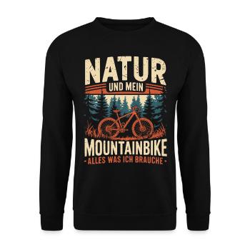 Mountainbike Downhill Berge Vintage Spruch - Unisex Pullover - Schwarz - Vorne - Alina (178cm) & Michal (187cm)