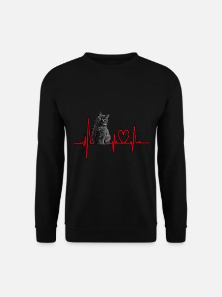 Cats Heartbeat Gift - Unisex Sweatshirt - black