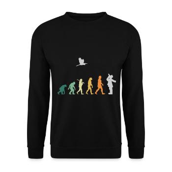 Ornithology Bird Watching - Evolution Retro - Unisex Sweatshirt - black - Front - Alina (178cm) & Michal (187cm)