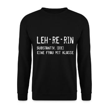 Lehrerin Referendarin Spruch - Unisex Pullover - Schwarz - Vorne - Alina (178cm) & Michal (187cm)
