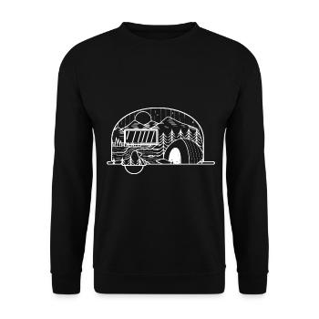 Montagne - Camping Caravane - (3) - Sweat-shirt Unisexe - noir - Devant - Alina (178cm) & Michal (187cm)