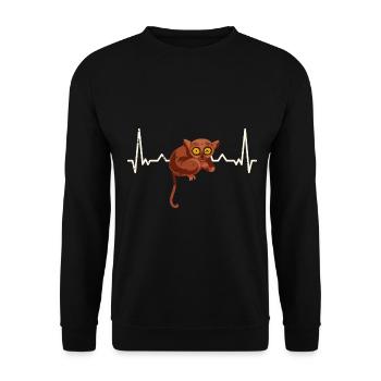 Niedliche Tarsier-Affenfamilie - Unisex Pullover - Schwarz - Vorne - Alina (178cm) & Michal (187cm)