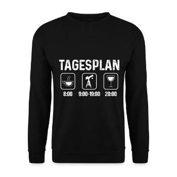 Tagesplan - Weinastronomie - - Unisex Pullover - Schwarz - Vorne - Alina (178cm) & Michal (187cm)
