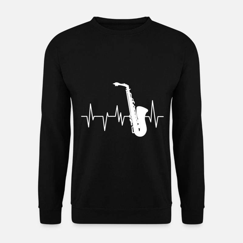 Saxophon Herzschlag EKG Saxophonist Jazz Blasmusik - Unisex Pullover - Schwarz