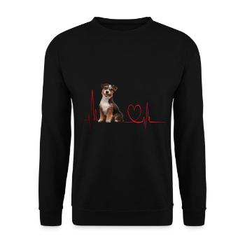 Heartbeat Gift for Dogs - Unisex Sweatshirt - black - Front - Alina (178cm) & Michal (187cm)