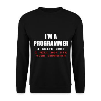Programmeur Geek Programmeur Programmeur Informatique Codeur L - Sweat-shirt Unisexe - noir - Devant - Alina (178cm) & Michal (187cm)