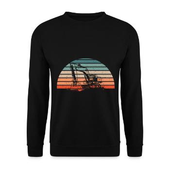 Retro Bagger Baggerführer Vintage Baggerfahrer - Unisex Pullover - Schwarz - Vorne - Alina (178cm) & Michal (187cm)