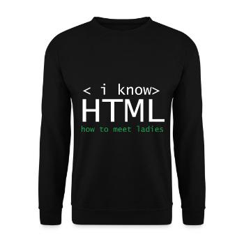 HTML Editor Hypertext Markup Language Web Document - Unisex Sweatshirt - black - Front - Alina (178cm) & Michal (187cm)