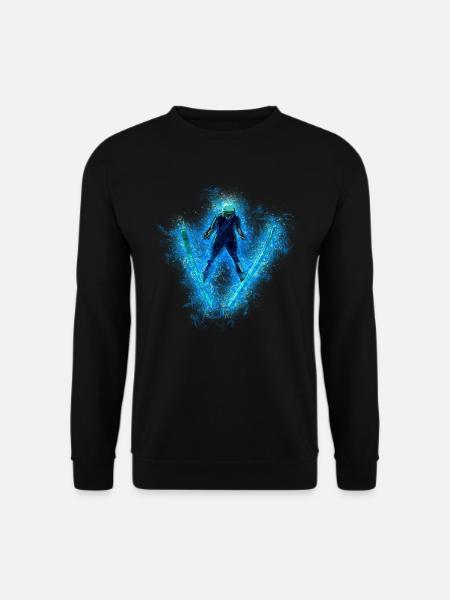 Cooler Skispringer Illustration Winter Sport Hobby - Unisex Pullover - Schwarz