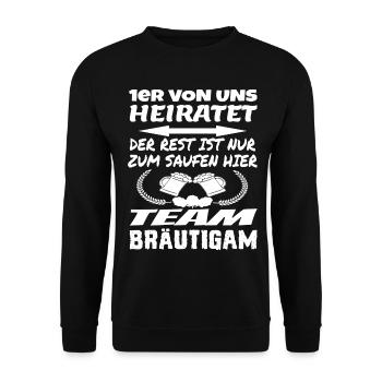 Team Bräutigam - Unisex Pullover - Schwarz - Vorne - Alina (178cm) & Michal (187cm)
