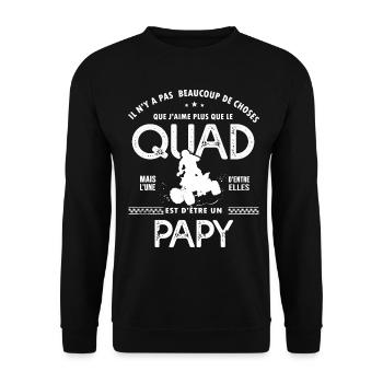 papy aime quad cadeau humour moto papi quad - Sweat-shirt Unisexe - noir - Devant - Alina (178cm) & Michal (187cm)