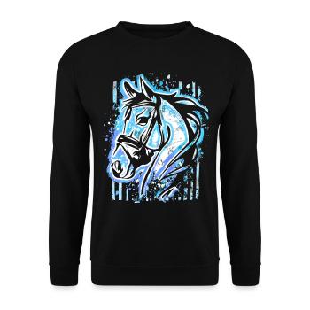Blue Horse - Horse Head Drawing Horses Painting - Unisex Sweatshirt - black - Front - Alina (178cm) & Michal (187cm)