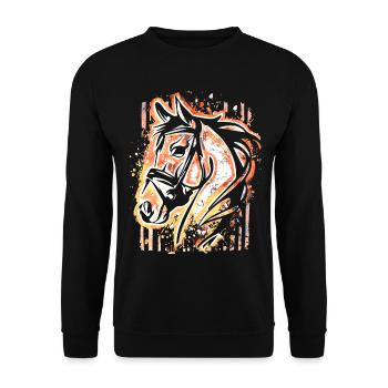Cheval - Tête de cheval colorée - Équitation - Cavalier - Cheval - Sweat-shirt Unisexe - noir - Devant - Alina (178cm) & Michal (187cm)