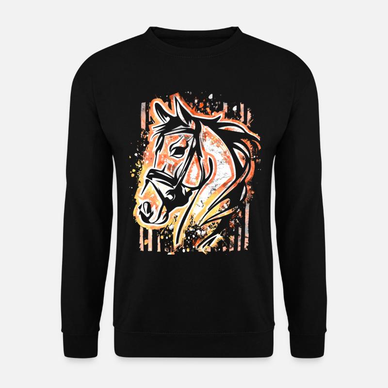 Pferd - Bunter Pferdekopf - Reiten - Reiter - Ross - Unisex Pullover - Schwarz