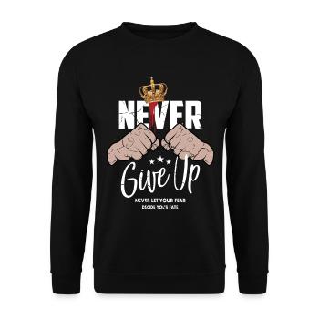 Gib niemals auf - Unisex Pullover - Schwarz - Vorne - Alina (178cm) & Michal (187cm)