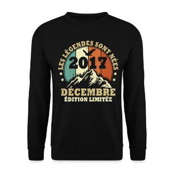 Les légendes sont nées en Décembre 2017 Vintage - Sweat-shirt Unisexe - noir - Devant - Alina (178cm) & Michal (187cm)