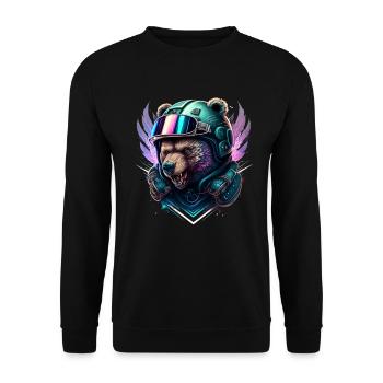 Ours astronaute néon galaxie - Sweat-shirt Unisexe - noir - Devant - Alina (178cm) & Michal (187cm)