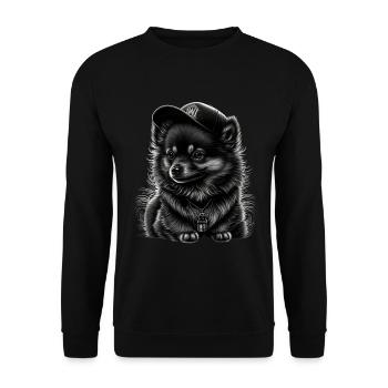 Spitz nain à casquette - Sweat-shirt Unisexe - noir - Devant - Alina (178cm) & Michal (187cm)