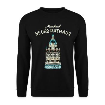 Hannover, kultiges Neues Rathaus, Niedersachsen - Unisex Pullover - Schwarz - Vorne - Alina (178cm) & Michal (187cm)